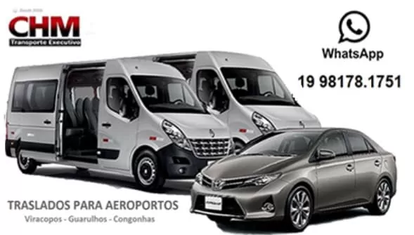 Vans e carros executivos da CHM Transportes para traslados a São Paulo